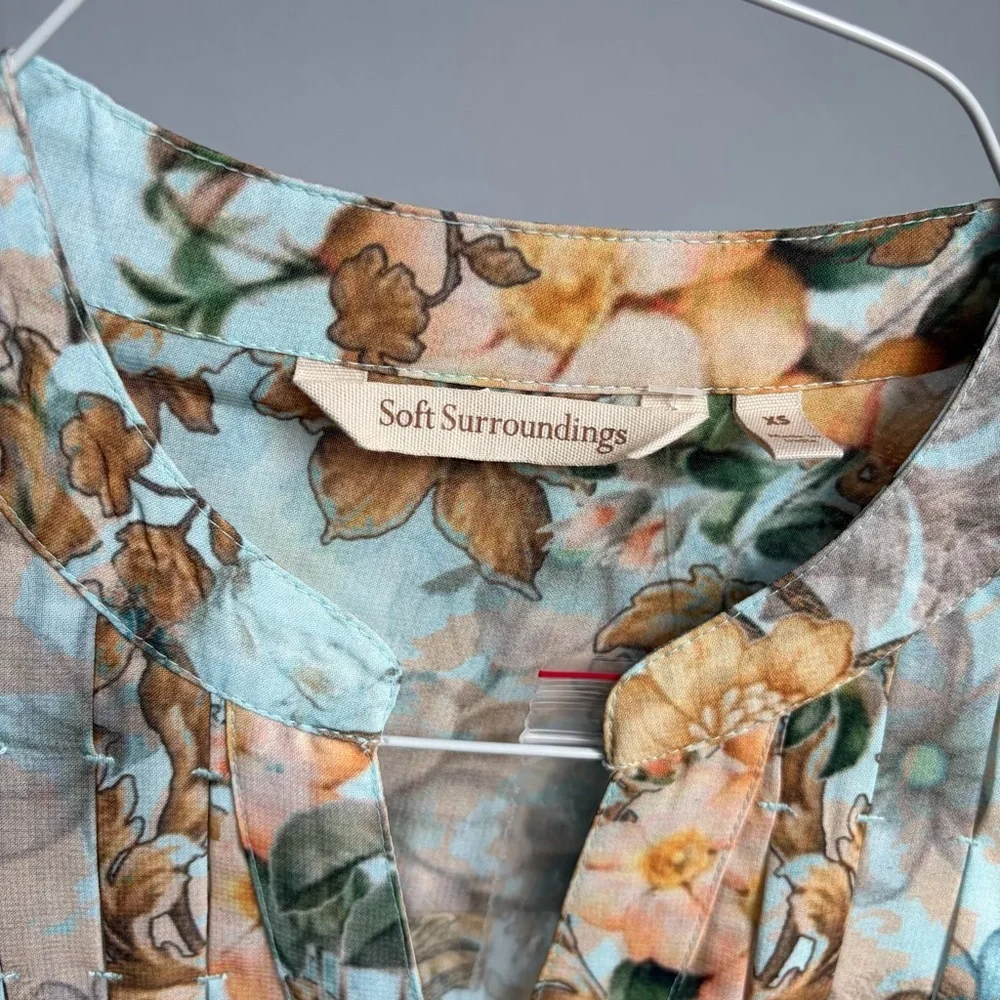 Soft Surroundings Floral Baroque Button Up Shirt Women Sz XS Cottage NWOT READ - Picture 5 of 16